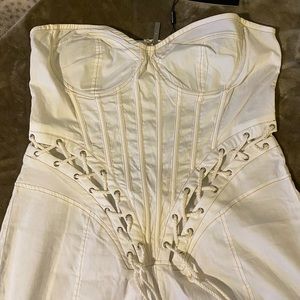 White strapless jumper.